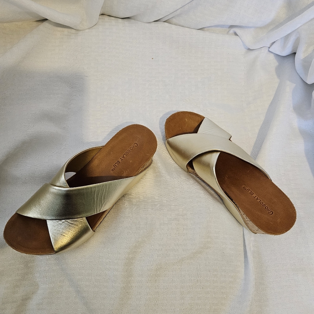 Chocolate Blu Gild Cork Wedges 6